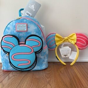 NEW Disney Parks Loungefly Mini Backpack and Ears bundle Eats Macaron